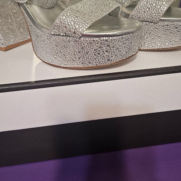 Larroude Dolly Crystal Sandal in Gray - Picture 2 of 6